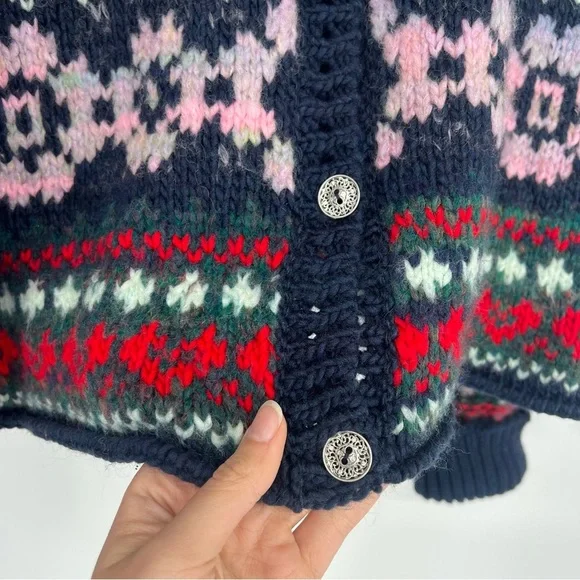 Free People Snowdrift Argyle Wool Blend Multicolor Knit Cardigan Sweater SAMPLE - Picture 7 of 9